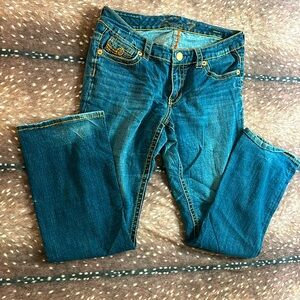 Seven7, size 14, dark washed vintage jeans.